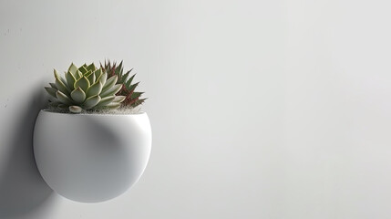 Beautiful Wall Background with Simple Plant and Vase - High-Quality Stock Photo
