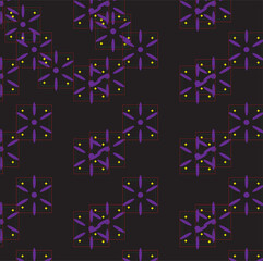 Seamless pattern on a black background blue color snowflakes.For design background abstract room,etc.