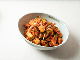 Korean spicy pickles dish , radish kimchi ,