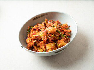 Korean spicy pickles dish , radish kimchi ,