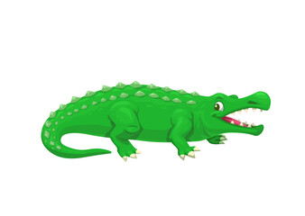 Fototapeta na wymiar Cartoon sarcosuchus dinosaur character. Isolated vector extinct genus of crocodyliform lived during the Early Cretaceous Period. Ancient crocodile reptile, prehistoric carnivorous animal