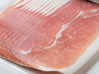 Thinly sliced raw ham, prosciutto