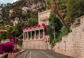 Bougainvillea blossom on a coastal road in Villefranche sur Mer, South of France