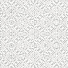 Embossed circle pattern on paper background, seamless texture, flowers pattern, paper press, 3d illustration - 583385516