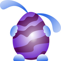 Image of easter egg with paws and bunny ears in blue color
