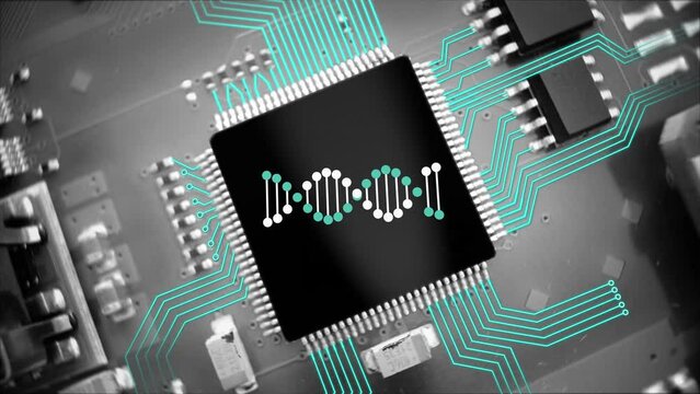 Human genome artificial intelligence integration, DNA microchip future concept