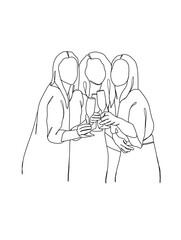 Continuous one line drawing of people cheering glasses of wine. Vector illustration.