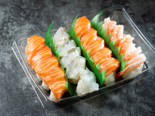 Raw Shrimp Sushi and Salmon Sushi