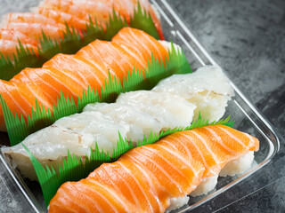Raw Shrimp Sushi and Salmon Sushi