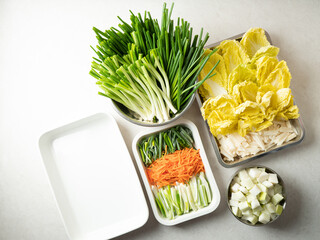 Ingredients for making kimchi, Korean kimchi