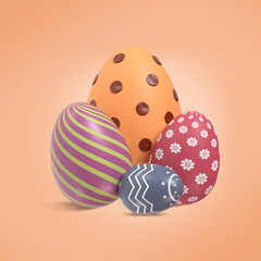 Happy Easter Day Concept. Different size easter eggs 