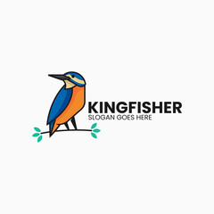 Vector Logo Illustration King Fisher Simple Mascot Style