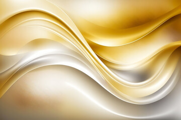 Gold and silver wavy background. Abstract gold and silver texture. Anniversary or wedding golden smooth background. Generative AI.