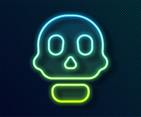 Glowing neon line Skull icon isolated on black background. Happy Halloween party. Vector