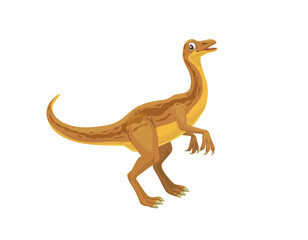 Cartoon gallimimus ostrich dinosaur character of the late cretaceous period. Isolated vector theropod dino that lived in ancient Mongolia. Ancient omnivore reptile, prehistoric game or book personage