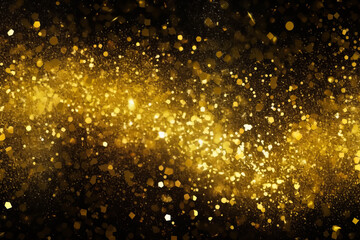 Shiny gold glitter luxury background. Glitter party background. Gold festive glitter pattern. Golden sparkle texture. Christmas background. Generative AI.