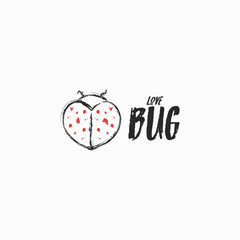 creative art love bug logo design vector illustration isolated on white background. 