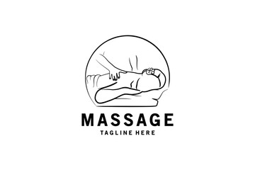 Basic RGBWoman health and beauty massage logo design with creative hand drawn concept