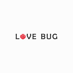 modern  typography love bug logo design template illustration. creative type logo design concept isolated on white background.