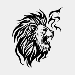 Lion Flame Fire Logo Sport Esport Mascot Design Vector