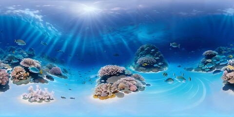Fototapeta na wymiar Photo of an underwater world with colorful coral reefs and diverse fish species