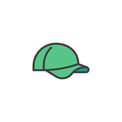 Baseball cap filled outline icon,