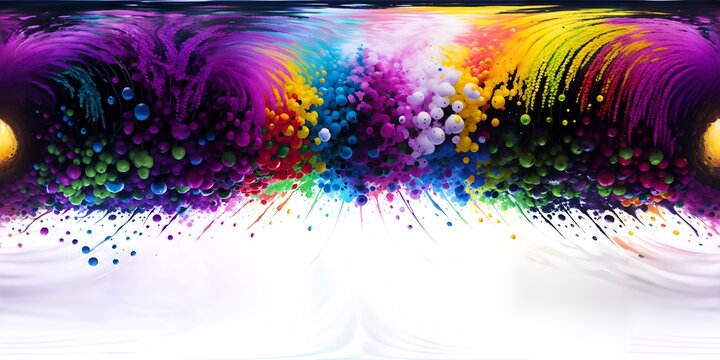 Photo of a vibrant wave of rainbow-colored paint on canvas