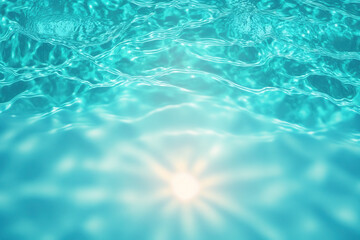 Fototapeta na wymiar Pool water surface background with sunlight reflection. Created with Generative AI Technology