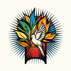 pentecost in colorful vintage style  illustration