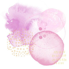 Pink abstract watercolor with gold glitter