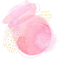 Pink abstract watercolor with gold glitter