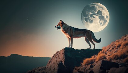 wolf howling at the moon, generative AI