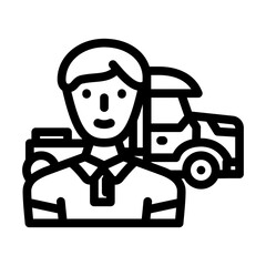 diesel mechanic repair worker line icon vector illustration