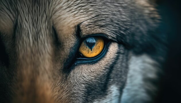close up of an eye of a lion, generative AI
