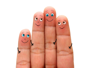 Loving family finger face