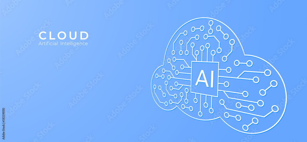 Aufkleber artificial intelligence with human brain circuit electric background. digital futuristic big data an