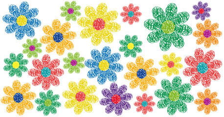 Spring Background. Hand drawn flowers