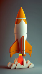 3d Rocket Launch, Cuta, Minimalist, Generative AI