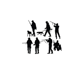 Hunter with Dog Silhouettes, art vector design 