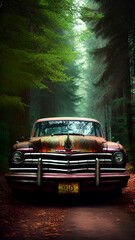 Classic_Vintage_02_AI_Car in the forest