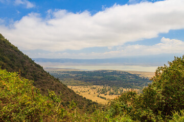 Fototapeta na wymiar Aerial view of Ngorongoro crater national park in Tanzania