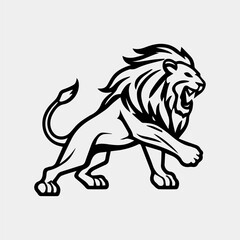 simple black jump high lion , running logo symbol design illustration