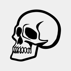Black and white human skull tattoo design