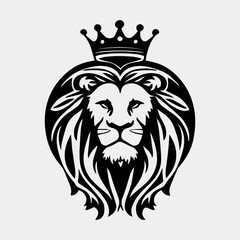 Head of a lion with a crown vector logo