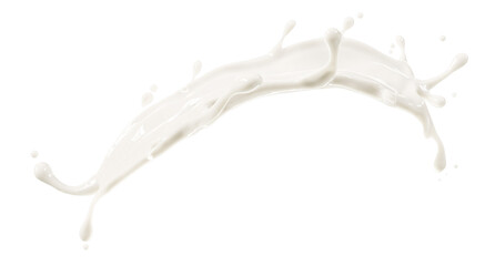abstract beauty realistic milk splashing isolated on white background. 3D Rendering. PNG files.