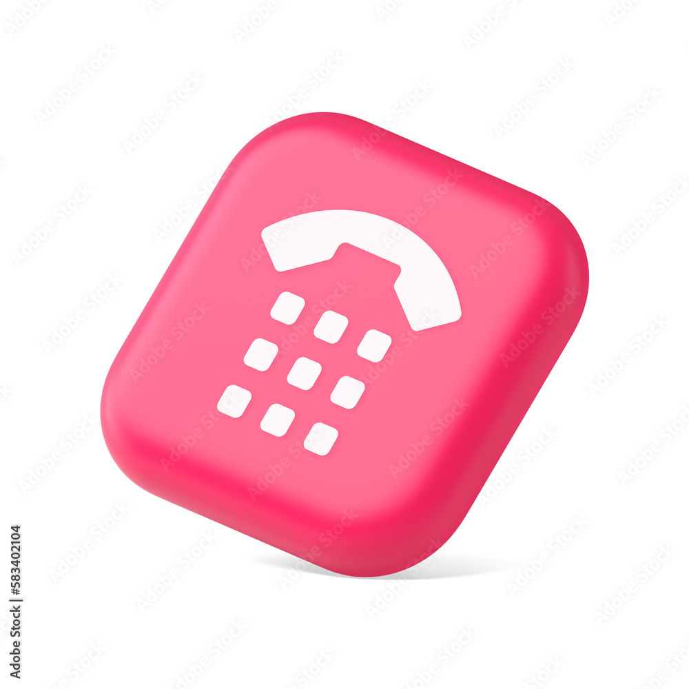Poster phone call button application handset mobile contact communication 3d icon symbol website element