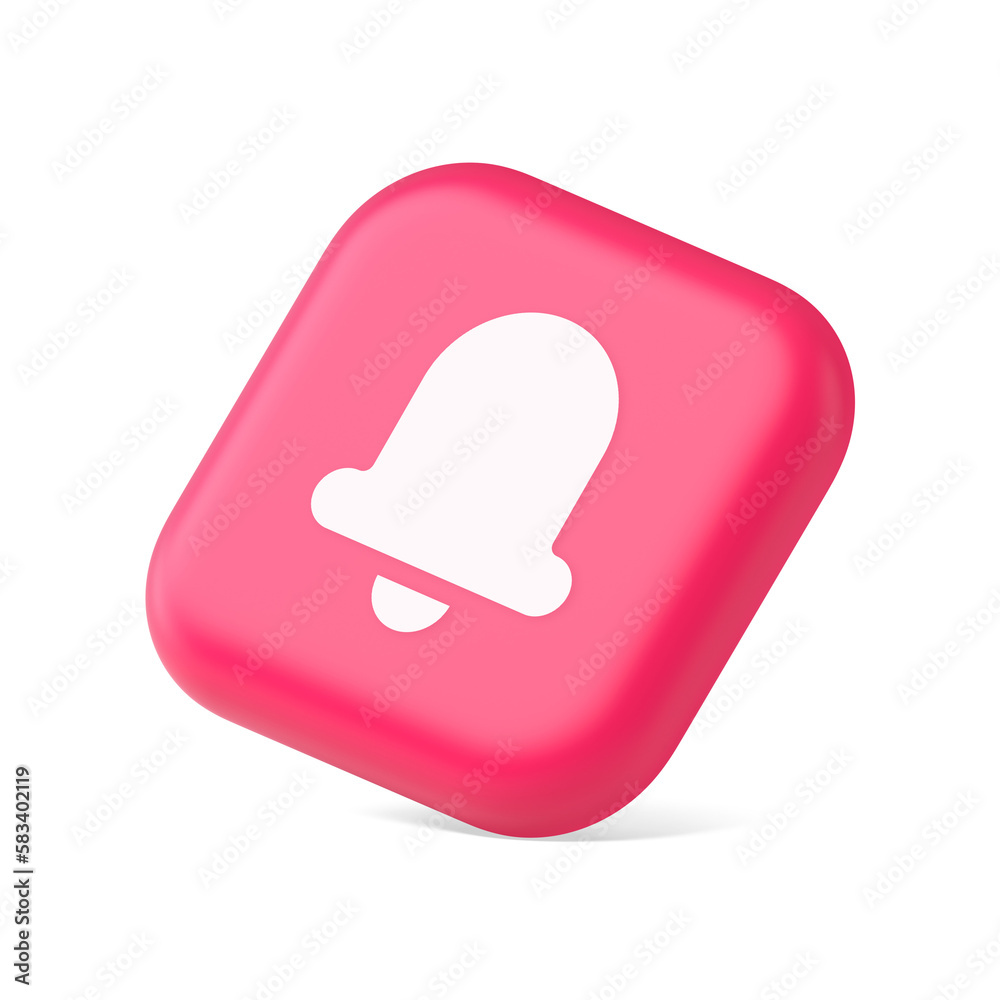 Poster handbell ring sound notification button incoming message call notification 3d icon symbol website el