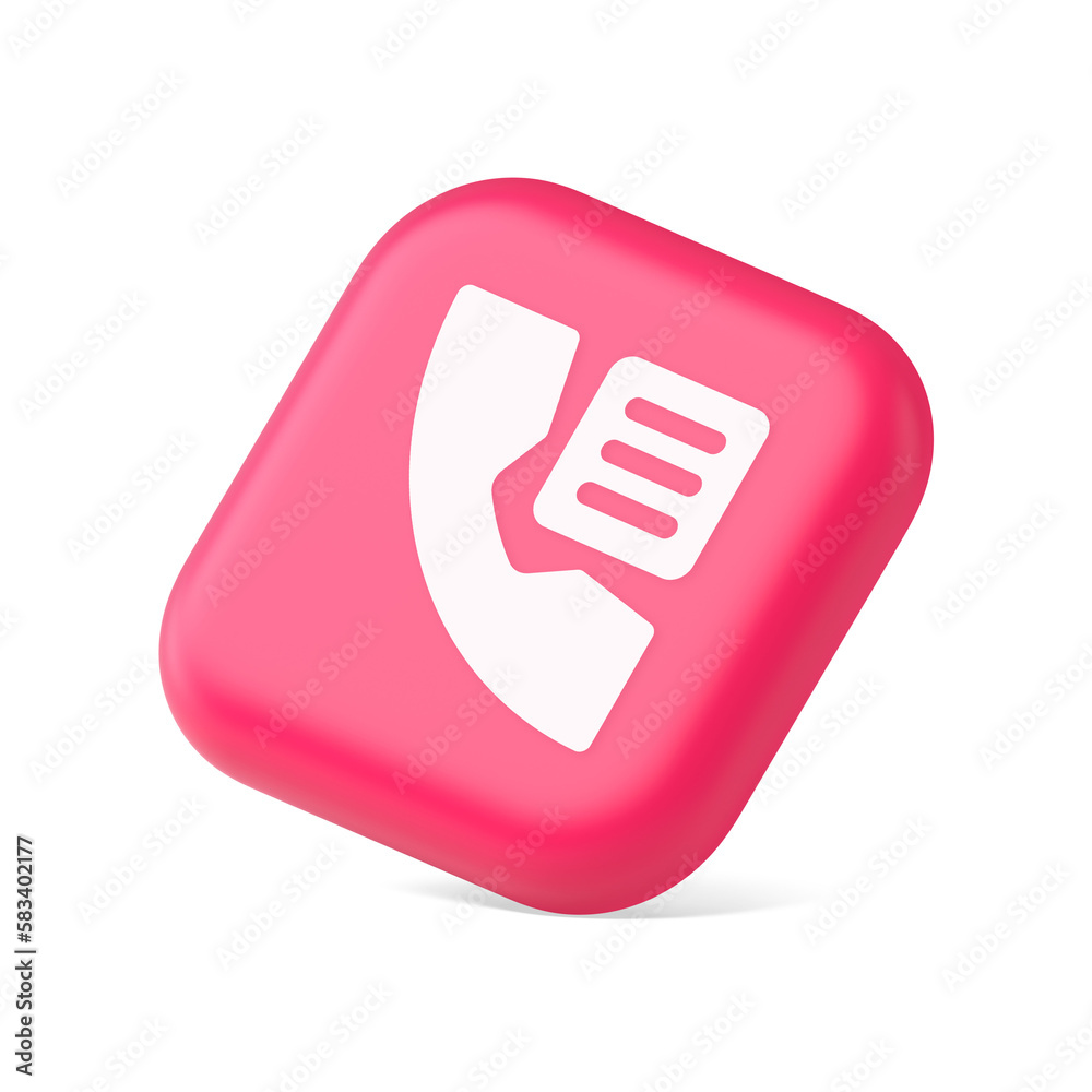 Poster phone book contact numbers list button search voice communication 3d icon symbol website element