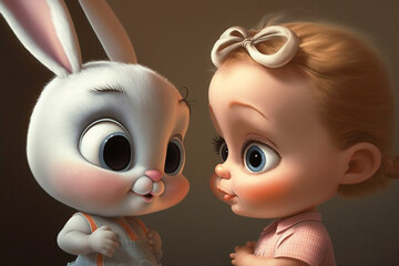 Obraz premium Cute bunny had baby together.