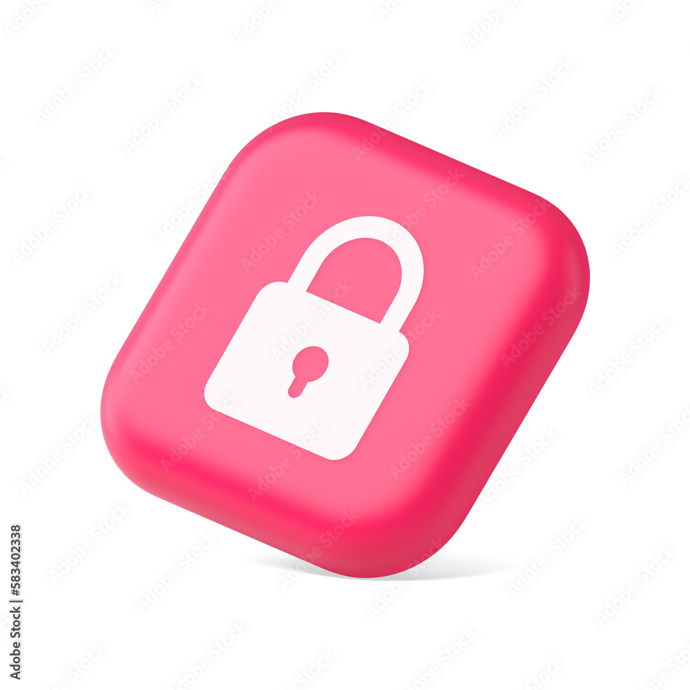 Poster padlock locking web access button password security protection safe encryption 3d isometric icon